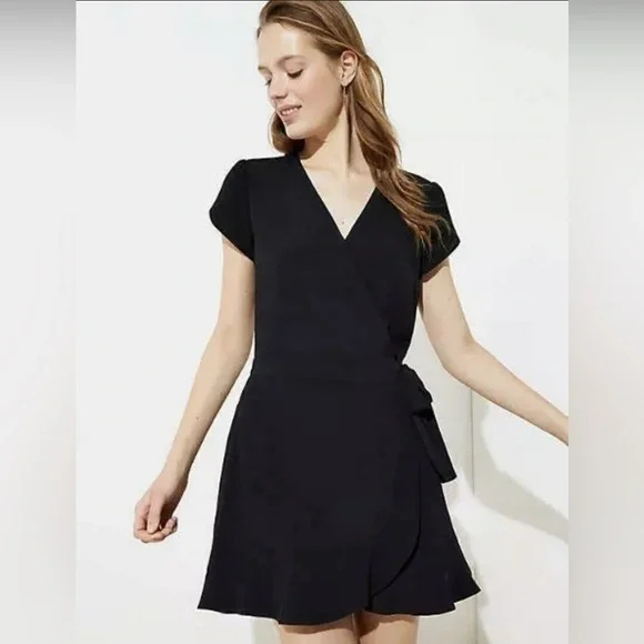 LOFT Black Wrap Skort Romper - Picture 1 of 3